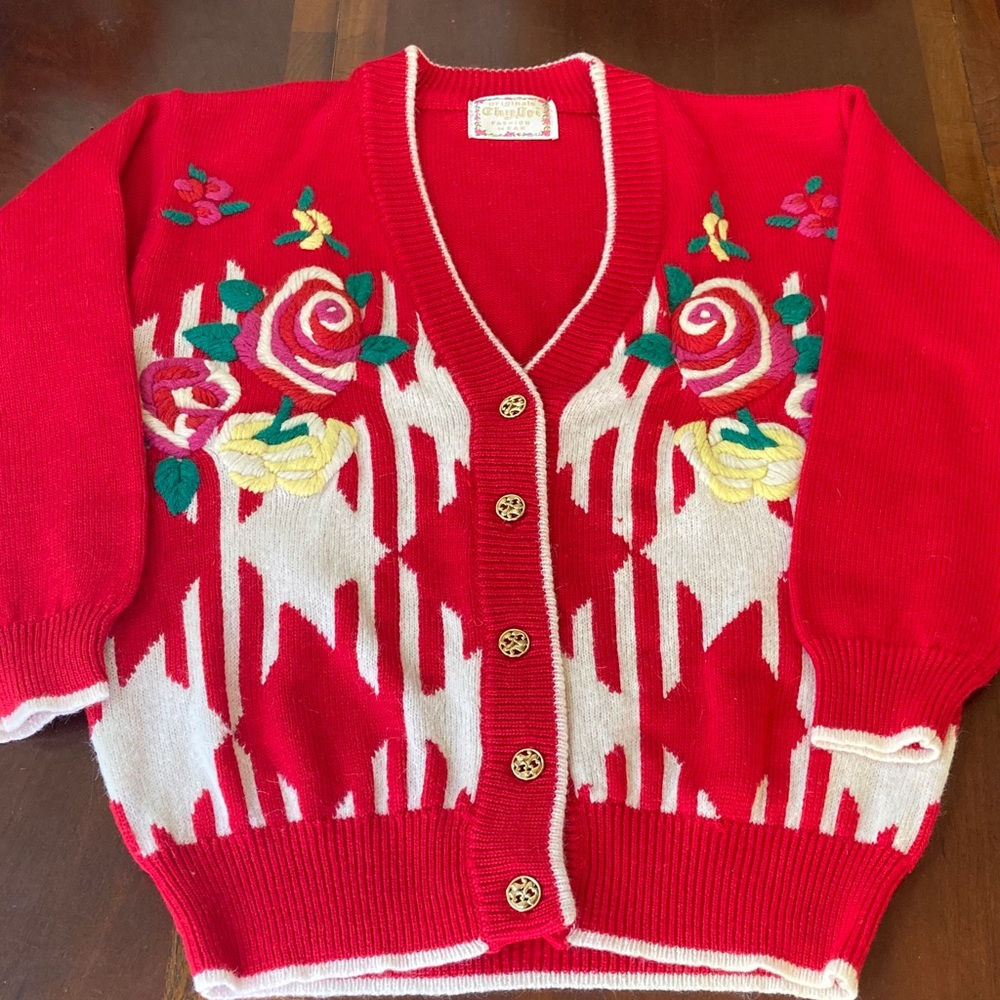 Vintage 80’s Floral knit cardigan